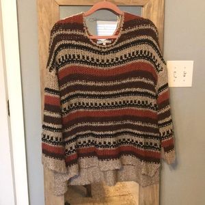 Rust Striped Boho Sweater